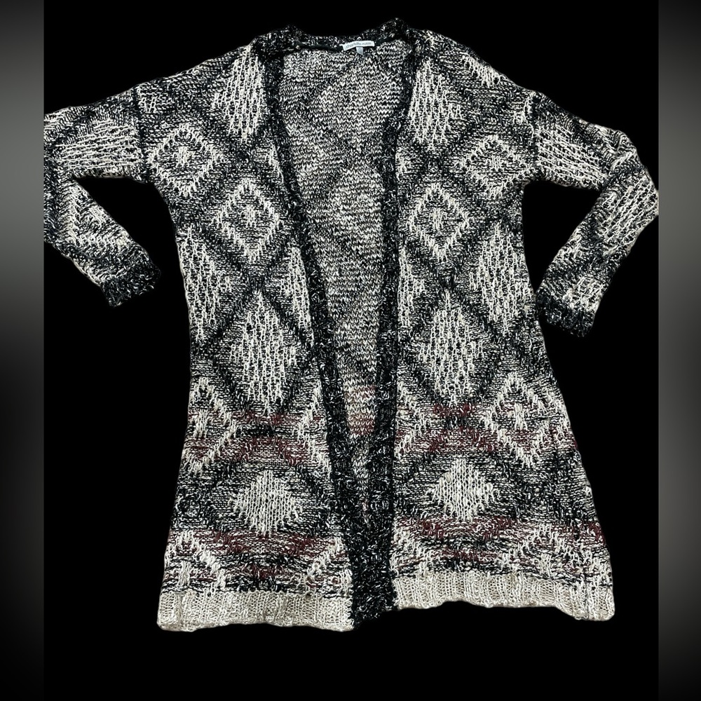 Knit long duster robe cardigan blue black grey M Sundance style